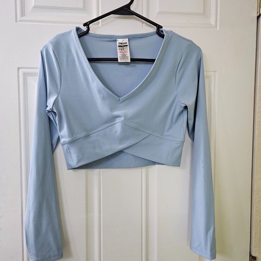 Gymshark Light Blue Long Sleeve Crop Top - Picture 3 of 3